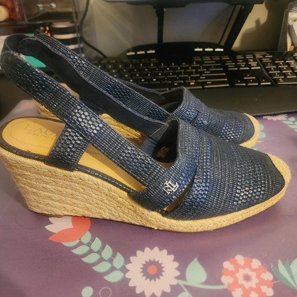 Ralph Lauren Blue Espadrilles Size 8 - Picture 1 of 3